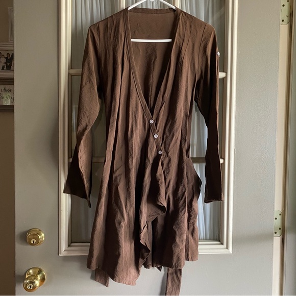 Brown Wrap Style Robe Jacket - Picture 4 of 5